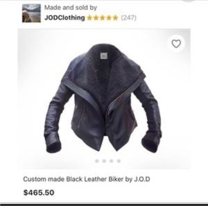 J.O.D. Custom Leather Aviator Jacket Shearling Size 6/S Black/Brown